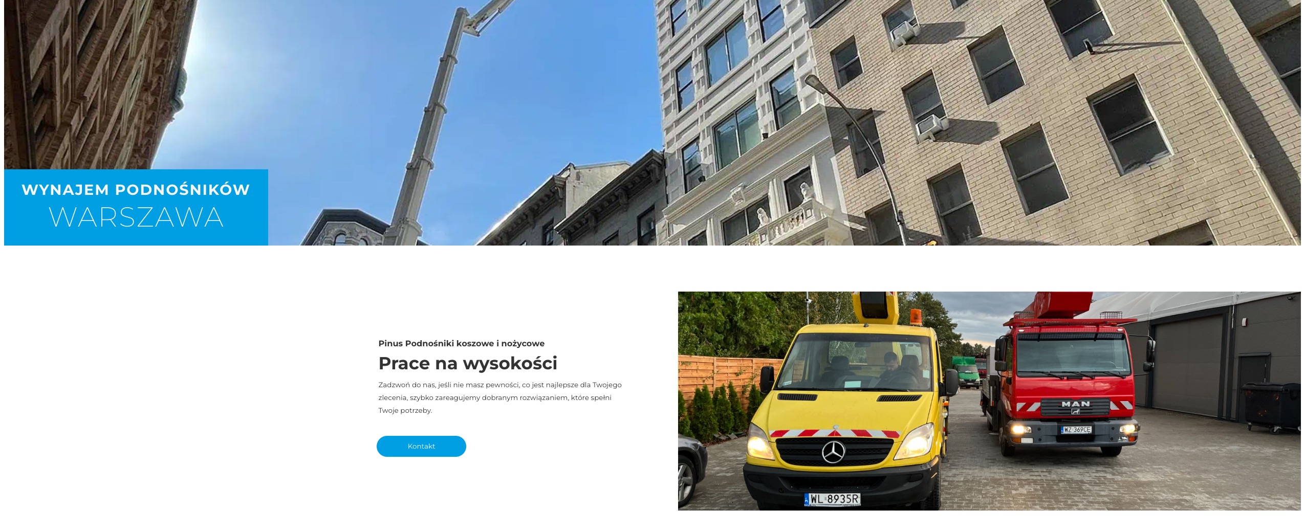 Usuwanie śniegu z dachu podnośnikiem koszowym